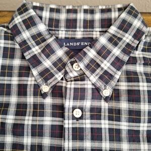 Lands' End Men's Multicolor Long Sleeve Collared Polo Shirt Size L